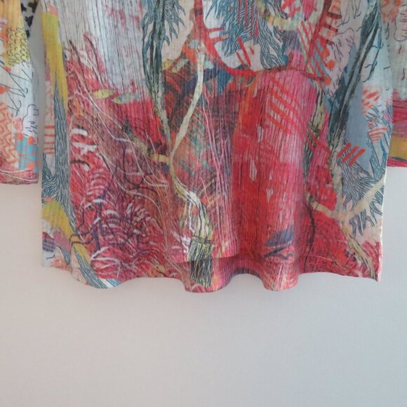 INOAH Artsy Abstract Art To Wear Watercolor Tunic Top Lagenlook Coastal - Size L - Picture 11 of 15